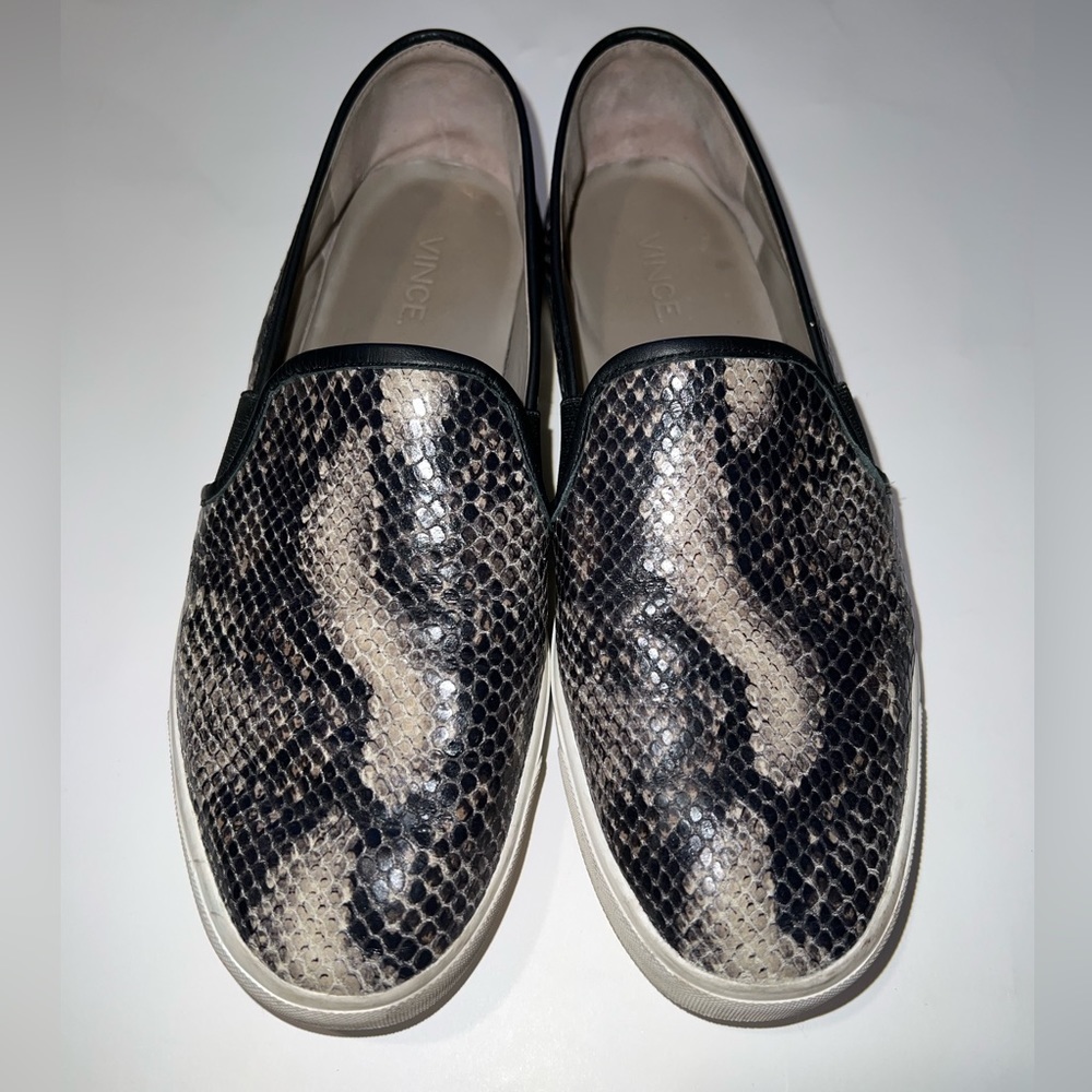 Vince Snake Print Slip-On Sneakers - Black and Gray - Picture 4 of 9